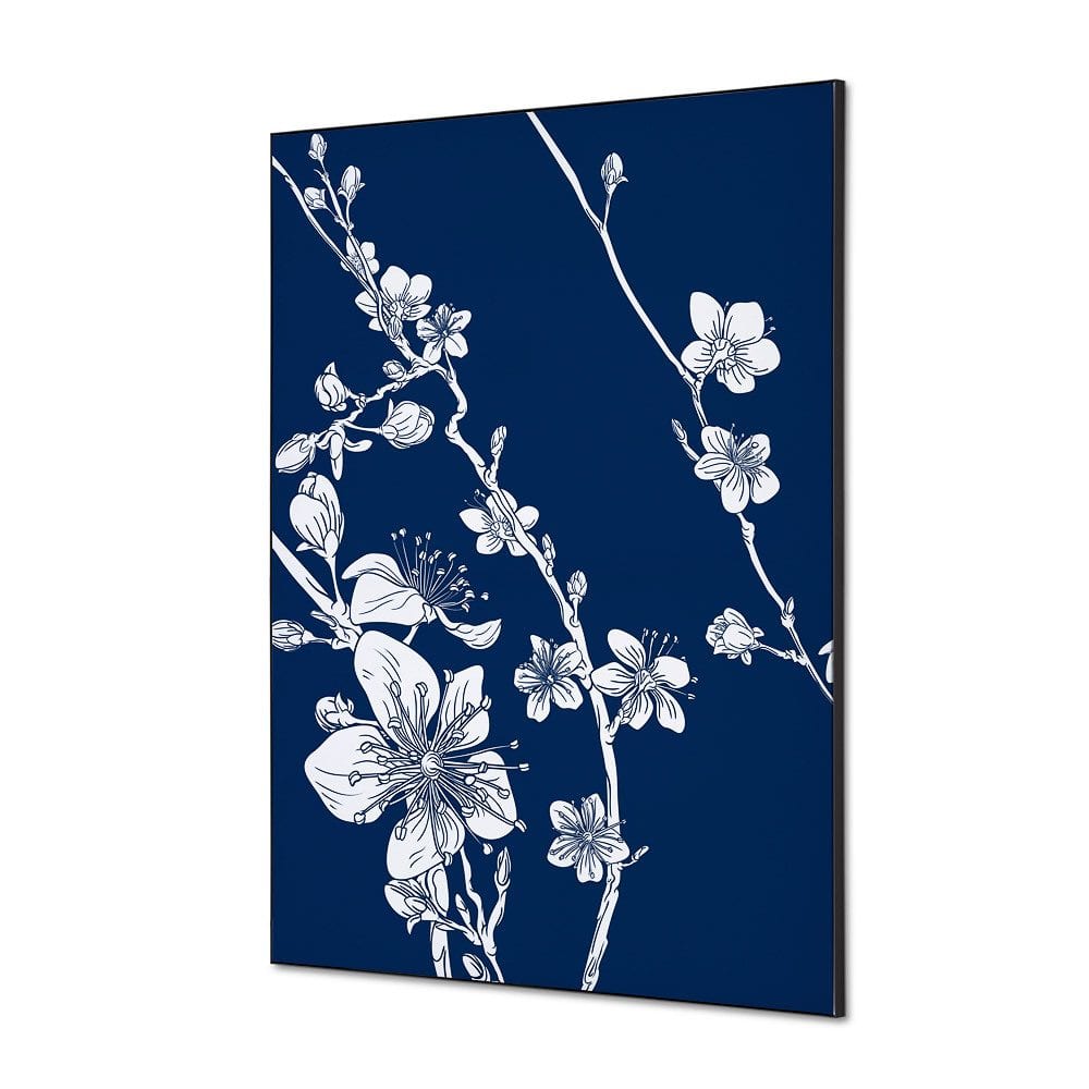Spannstoff Wanddekoration SET A1 Motiv „Japanische Kirschblüte“ Blau