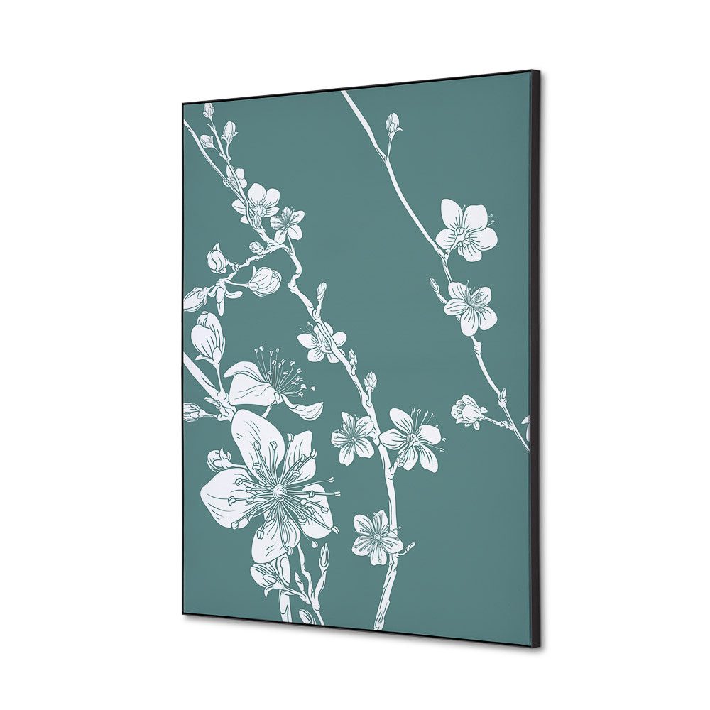 Spannstoff Wanddekoration SET A2 Motiv „Japanische Kirschblüte“ Grün