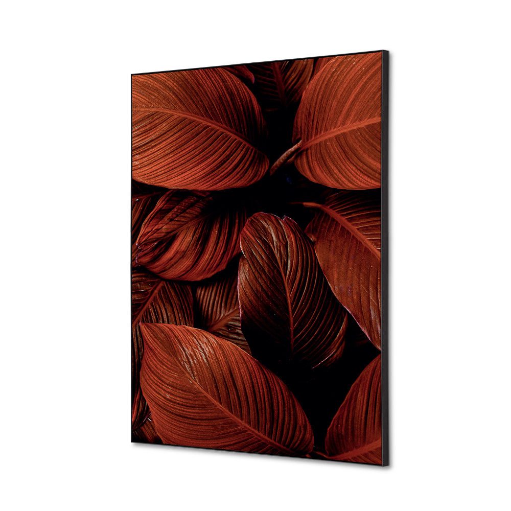 Spannstoff Wanddekoration SET A2 Motiv „Botanische Blätter“ Rot