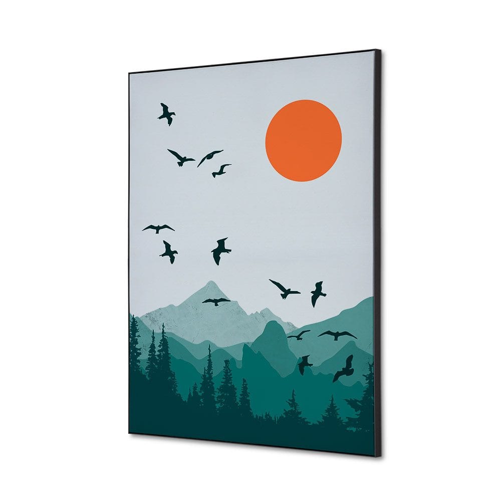 Spannstoff Wanddekoration SET A2 Motiv „Sonne und Vögel“