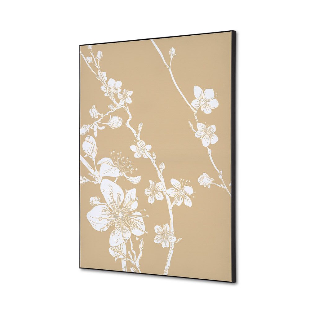 Spannstoff Wanddekoration SET A2 Motiv „Japanische Kirschblüte Beige“