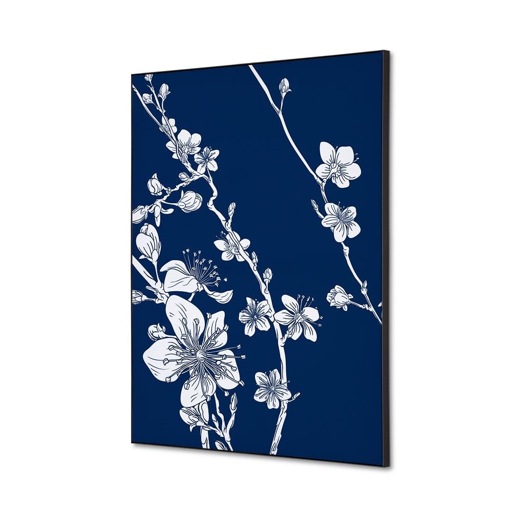 Spannstoff Wanddekoration SET A2 Motiv „Japanische Kirschblüte“ Blau