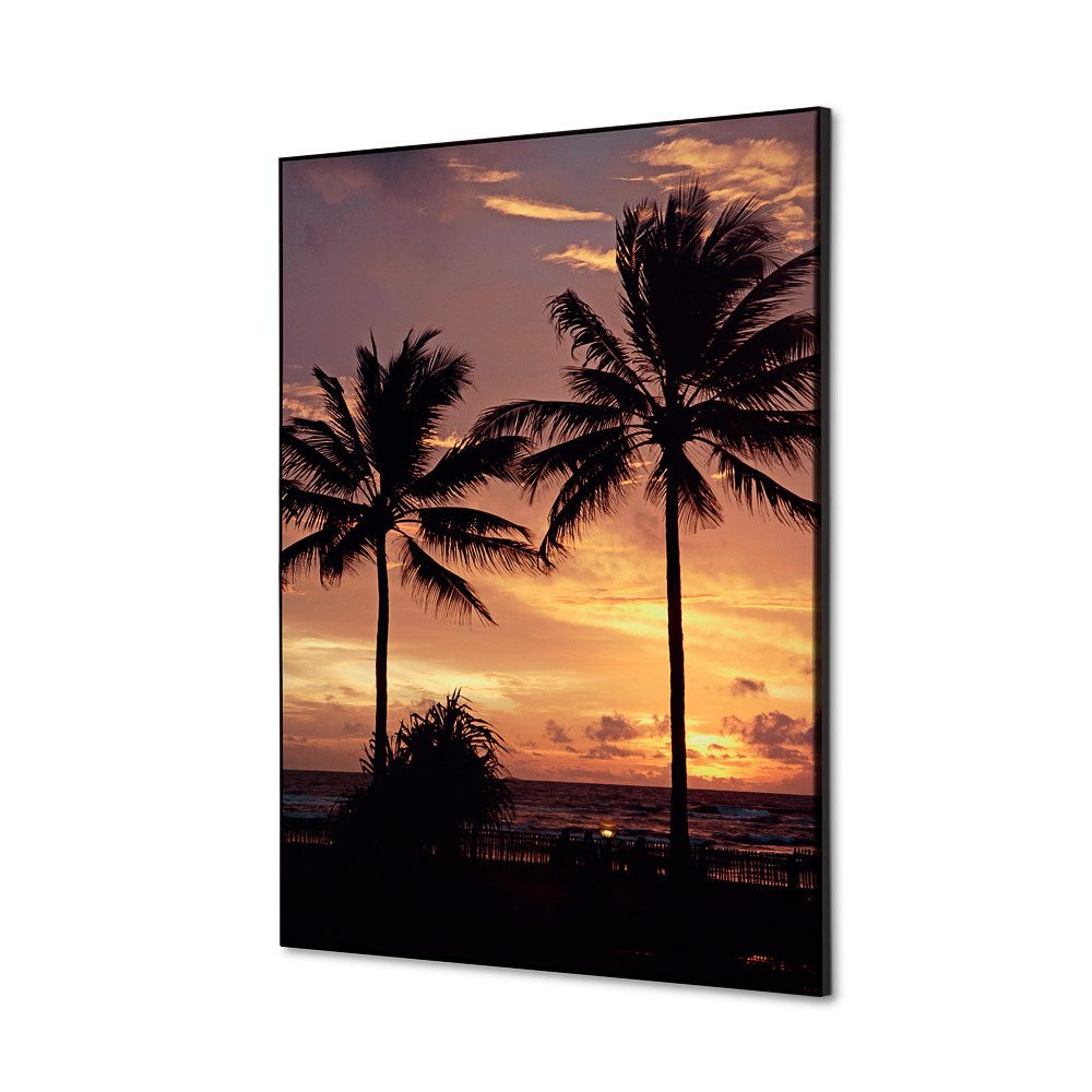 Spannstoff Wanddekoration SET A2 Motiv „Palmen Sonnenuntergang“