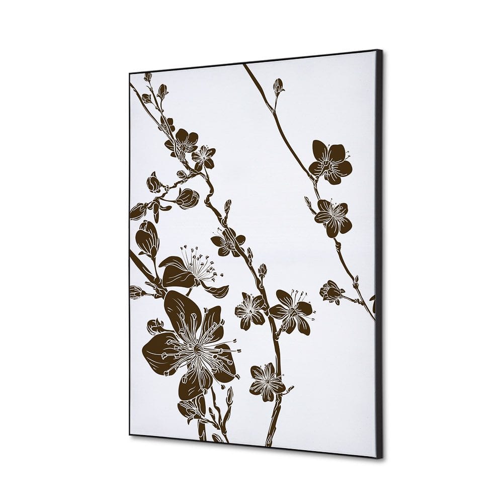 Spannstoff Wanddekoration SET A2 Motiv „Japanische Kirschblüte Dunkelbraun“