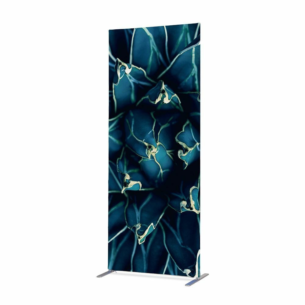 Textil Raumteiler Deko 85-200 Doppel Motiv „Kaktus“ Blau ECO