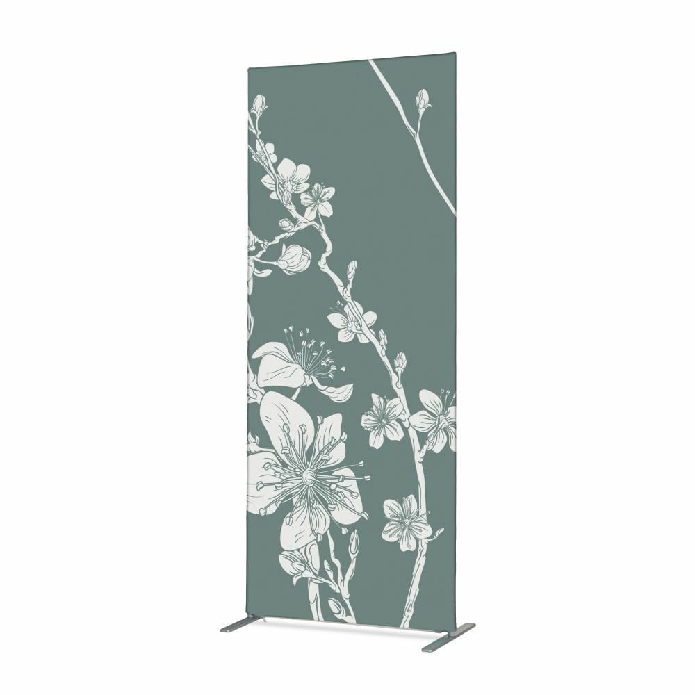 Textil Raumteiler Deko 85-200 Doppel Motiv „Abstrakte Japanische Kirschblüte“ Grün ECO