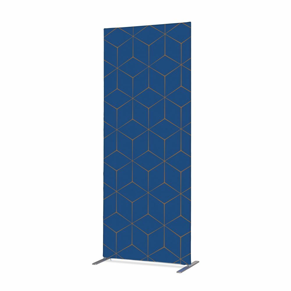 Textil Raumteiler Deko 100-200 Motiv „Hexagon Blau-Braun“