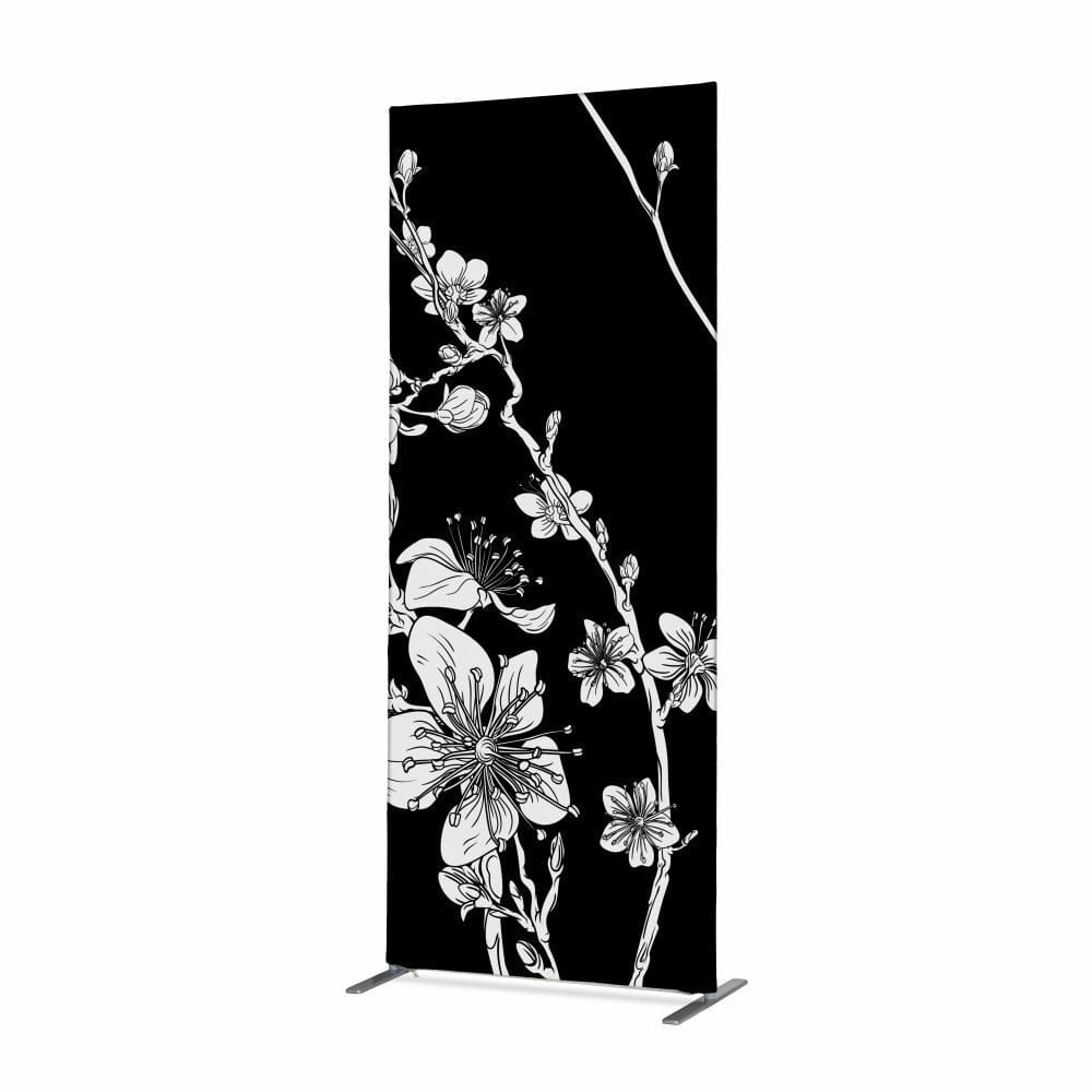 Textil Raumteiler Deko 100-200 Motiv „Abstrakte Japanische Kirschblüte“ Schwarz