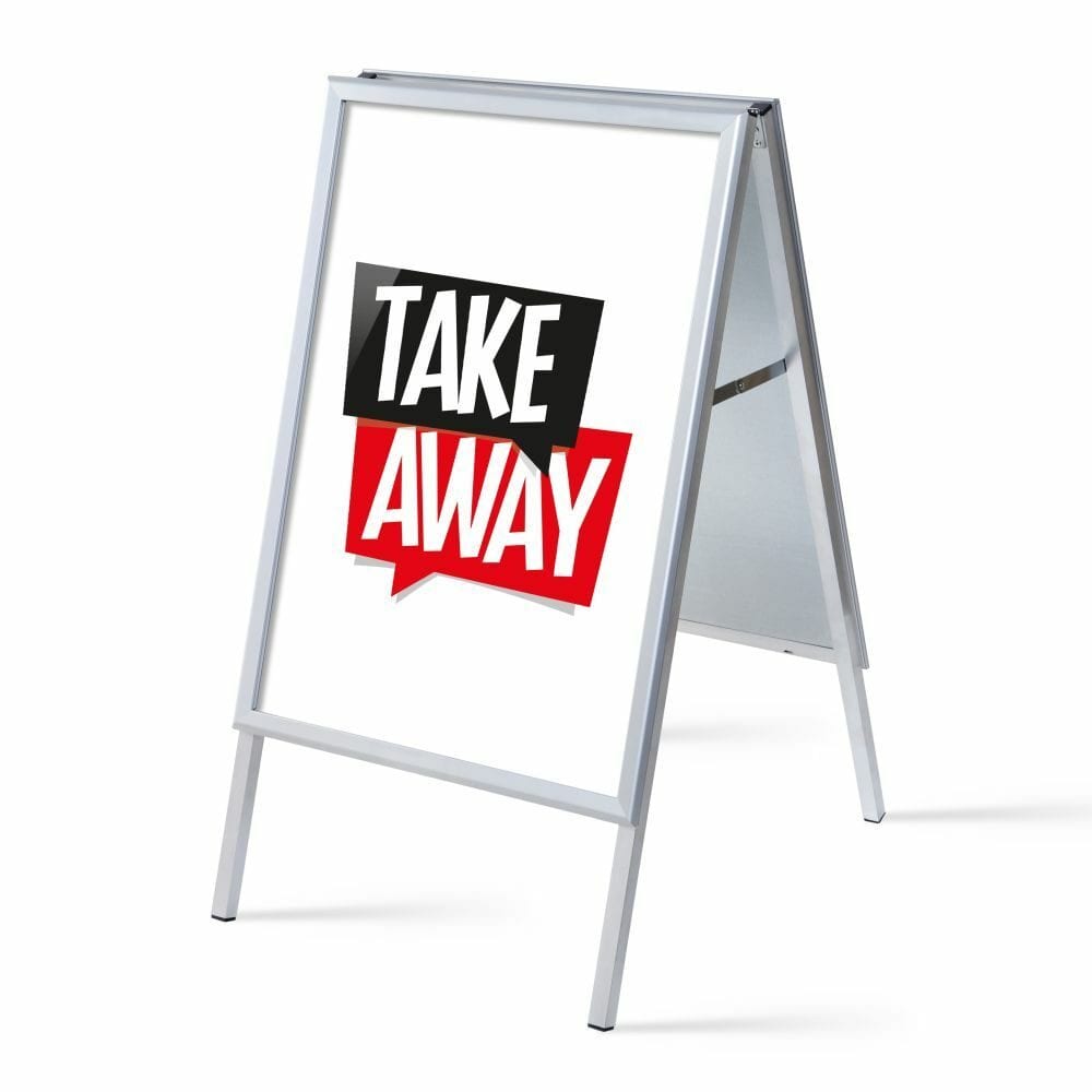 Kundenstopper A1 Komplettset Motiv „Take Away“ Weiß Englisch