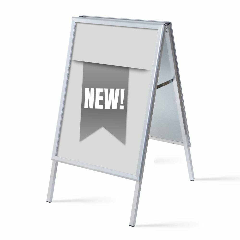 Kundenstopper A1 Komplettset Motiv „Neu“ Grau Englisch