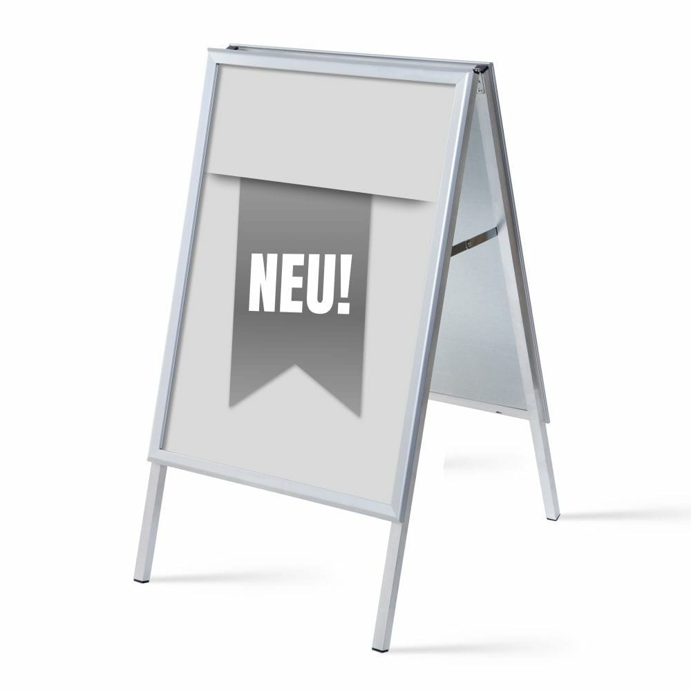 Kundenstopper A1 Komplettset Motiv „Neu“ Grau Deutsch
