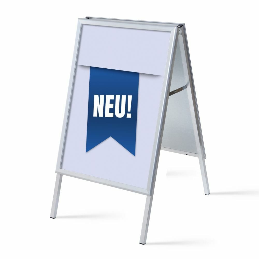 Kundenstopper A1 Komplettset Motiv „Neu“ Blau Deutsch