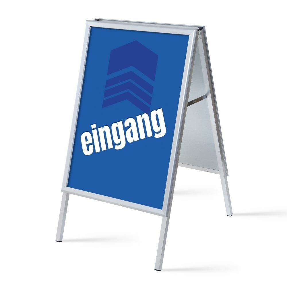 Kundenstopper A1 Komplettset Motiv „Eingang“ Blau Deutsch