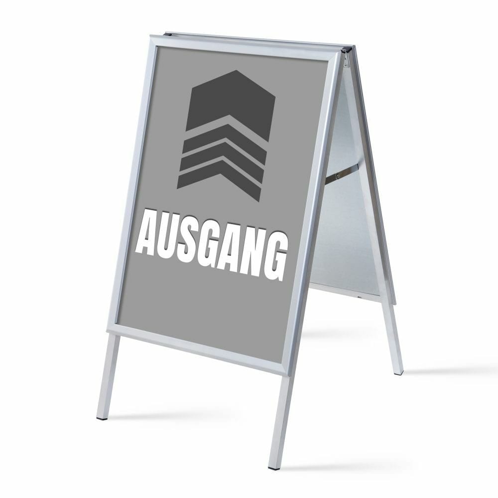 Kundenstopper A1 Komplettset Motiv „Ausgang“ Grau Deutsch