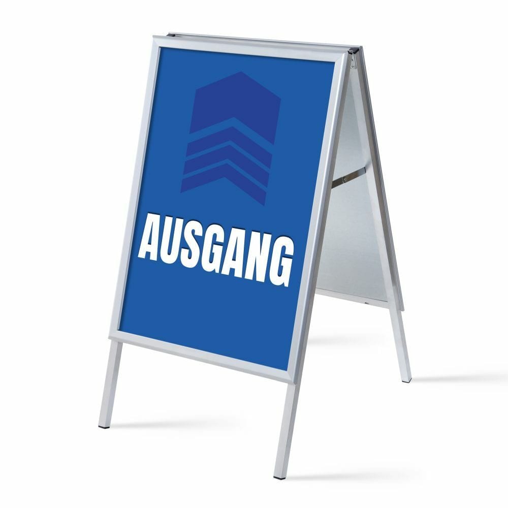 Kundenstopper A1 Komplettset Motiv „Ausgang“ Blau Deutsch