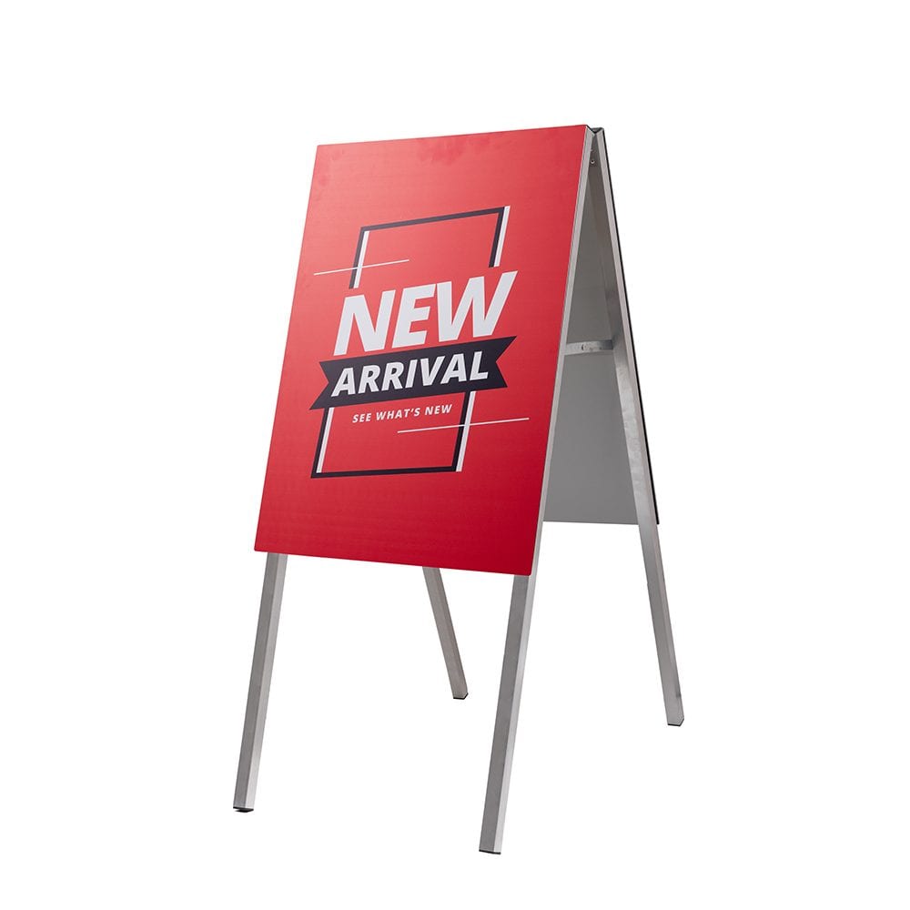 Satz Kundenstopper Stick-On Format 500 x 700 mm Beine und Universal Klettverschluss