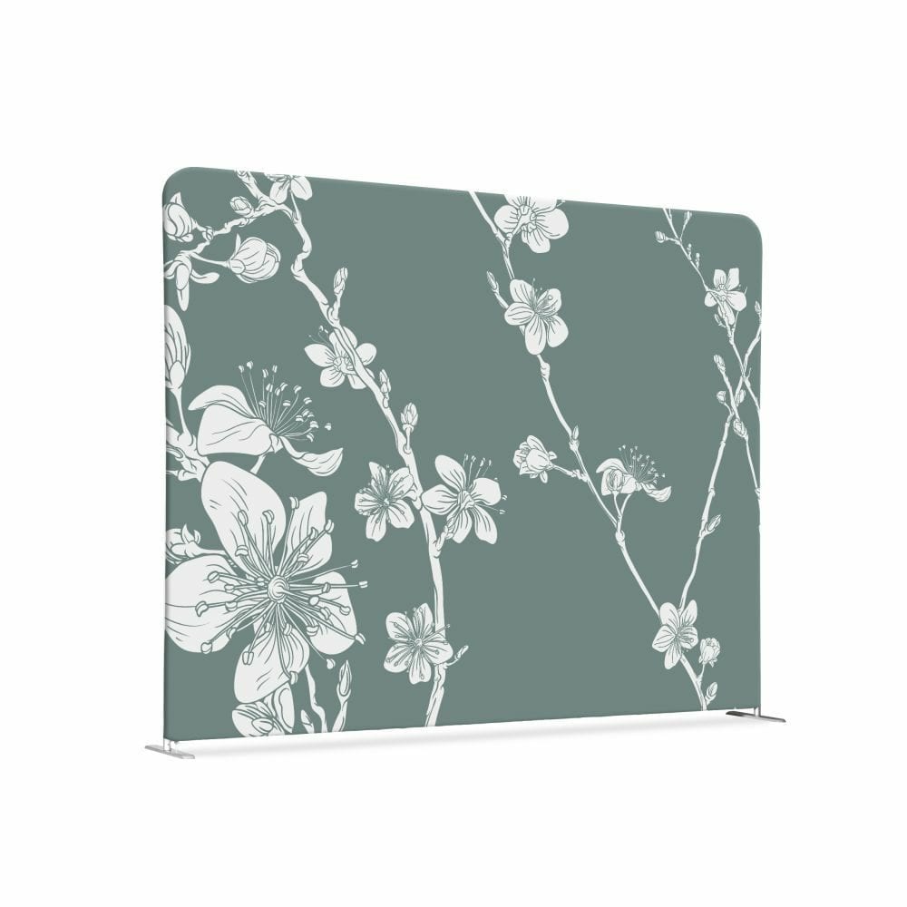 Textil Raumteiler 150-150 Doppel Motiv „Abstrakte Japanische Kirschblüte“ Grün