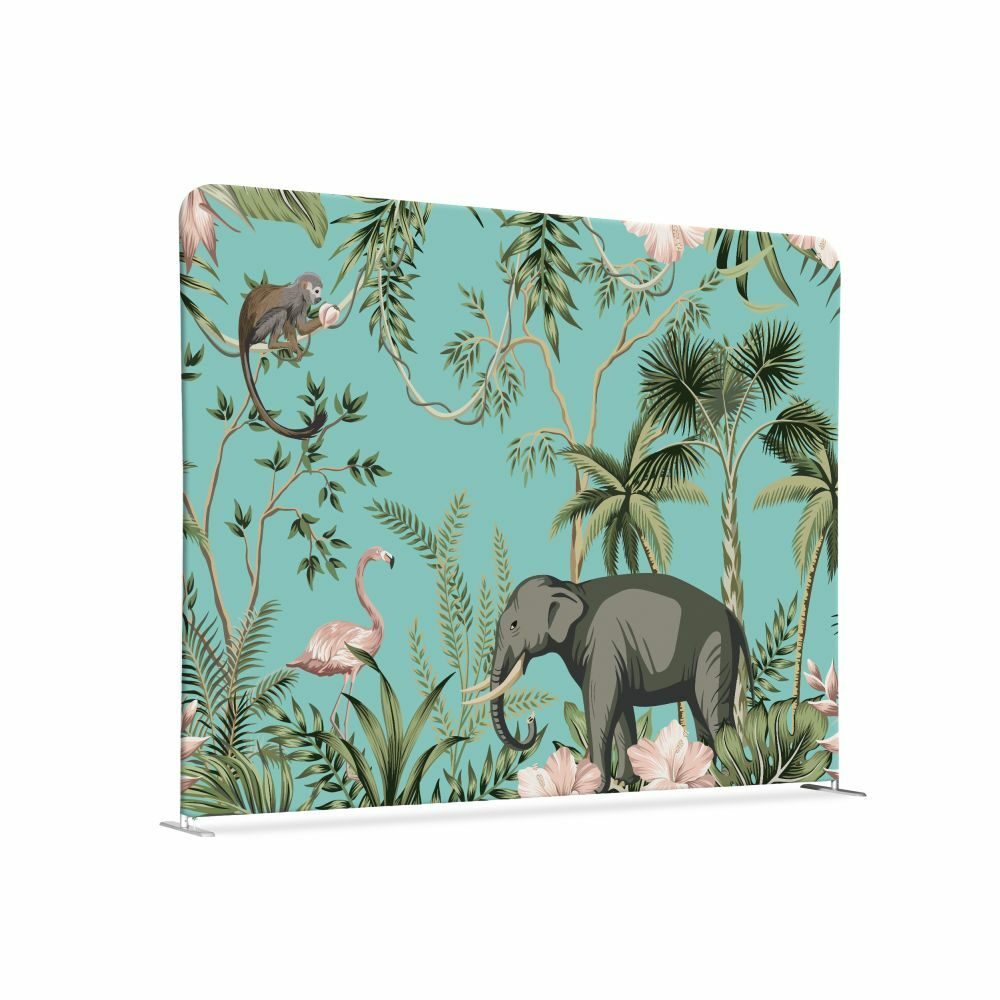 Textil Raumteiler 150-150 Doppel Motiv „Kinderecke Tropische Tiere“