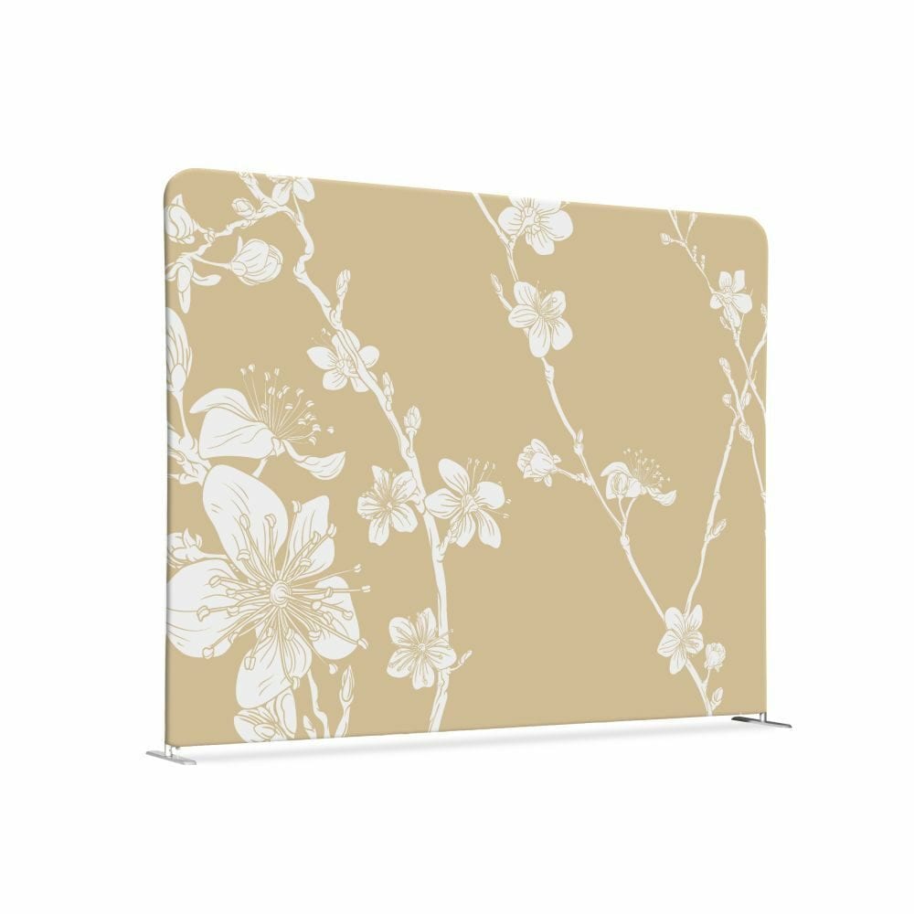 Textil Raumteiler 150-150 Doppel Motiv „Abstrakte Japanische Kirschblüte Beige“