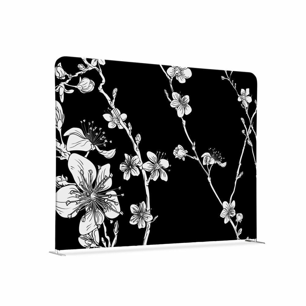 Textil Raumteiler 150-150 Doppel Motiv „Abstrakte Japanische Kirschblüte“ Schwarz