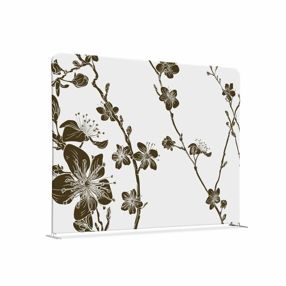 Textil Raumteiler 200-150 Doppel Motiv „Abstrakte Japanische Kirschblüte“ Braun
