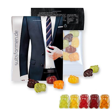 Gummibärchen ohne Gelatine, ca. 15g, Express Midi-Tüte mit Werbereiter