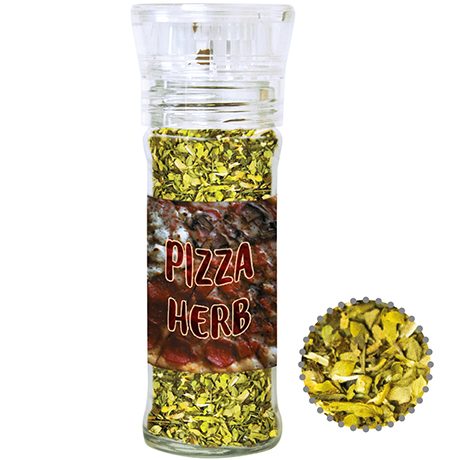 Gewürzmischung Pizza-Kräuter, ca. 15g, transparente Gewürzmühle