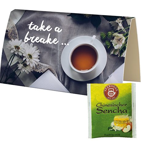 Beuteltee Chinesischer Sencha, ca. 1,75g, Werbekarte A6 gefaltet