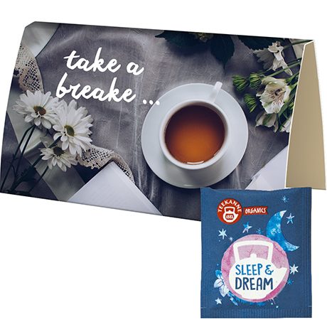 Beuteltee Sleep & Dream, ca. 1,7g, Werbekarte A6 gefaltet