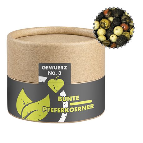 Gewürzmischung bunte Pfefferkörner, ca. 38g, Kraftpapierdose Mini
