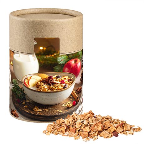 Crunchy Weihnachtsmüsli Apfel-Zimt, ca. 70g, Kraftpapierdose Midi