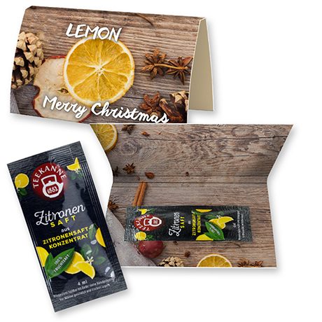 Zitronensaft, ca. 4g, Werbekarte A6 gefaltet