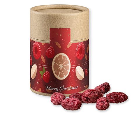 Gebrannte Mandeln Himbeere, ca. 80g, Kraftpapierdose Midi