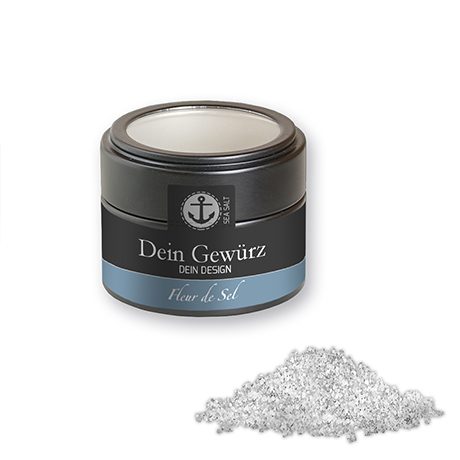Fleur de Sel, ca. 50g, Metalldose Mini mit Sichtfenster schwarz