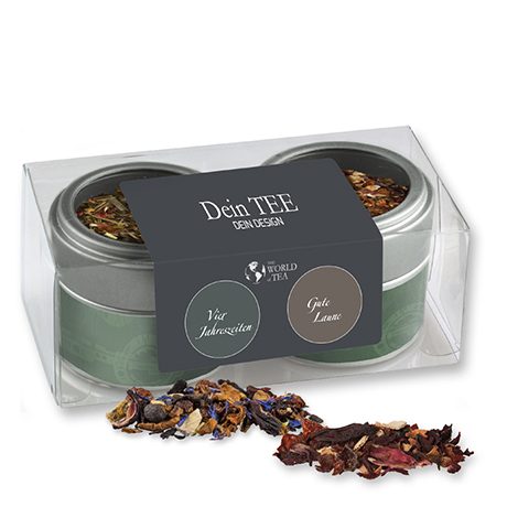 Verschiedene Weihnachts Teesorten, ca. 60-70g, Metalldose Mini mit Sichtfenster im 2er Set