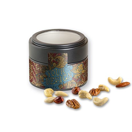 NusskernMix, ca. 60g, Metalldose Mini mit Sichtfenster schwarz