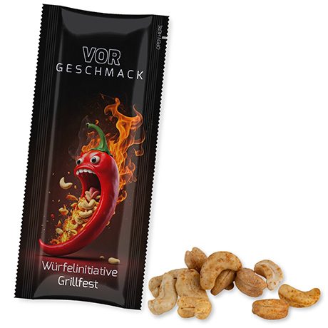 Cashewkerne geröstet gesalzen mit Chili, ca. 30g, Snack Stick