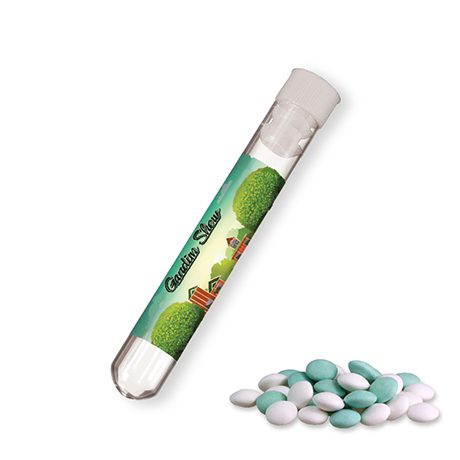 Mint Schokolinsen, ca. 10g, Reagenzglas
