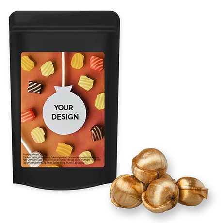 Goldnüsse Bonbons, ca. 80g, Standbeutel Midi schwarz