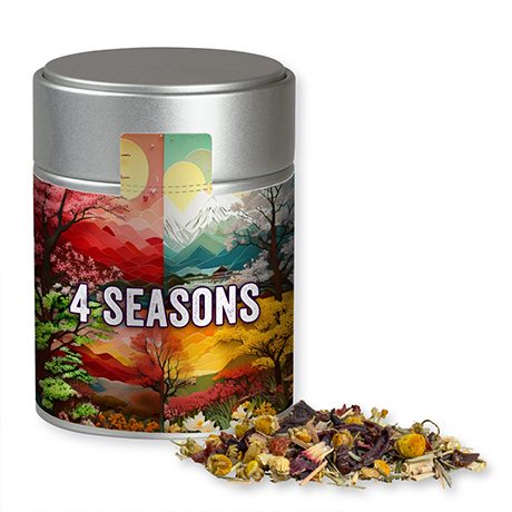 Kräutertee Vierjahreszeiten, ca. 30g, Metalldose Midi silber