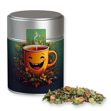 Kräutertee Glücksgefühle, ca. 50g, Metalldose Midi silber