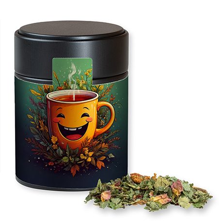Kräutertee Glücksgefühle, ca. 50g, Metalldose Midi schwarz
