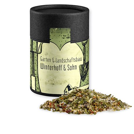 Gewürzmischung Rühreigewürz, ca. 75g, Kraftpapierdose Midi schwarz