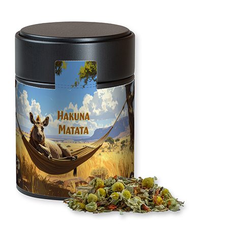 Rotbuschtee Entspannungszeit, ca. 50g, Metalldose Midi schwarz