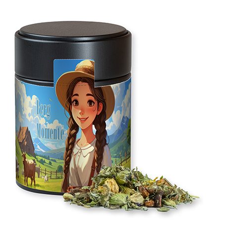 Kräutertee Bergtee & Zitrus, ca. 40g, Metalldose Midi schwarz