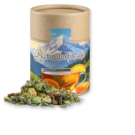 Kräutertee Bergtee & Zitrus, ca. 27g, Kraftpapierdose Midi
