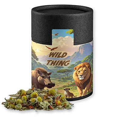 Rotbuschtee Entspannungszeit, ca. 40g, Kraftpapierdose Midi schwarz