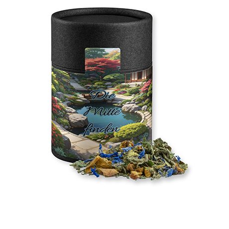 Kräutertee Harmonie, ca. 30g, Kraftpapierdose Midi schwarz