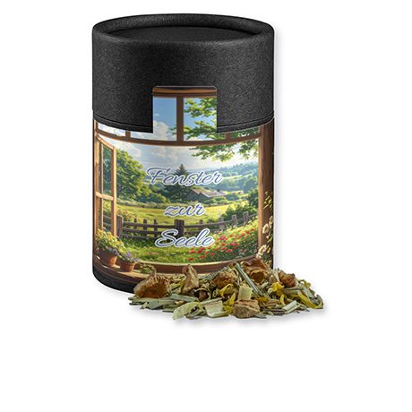 Kräutertee Seelenwohl, ca. 27g, Kraftpapierdose Midi schwarz