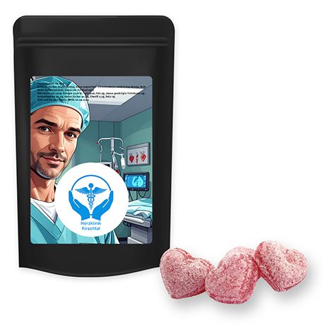 Kirschbonbons mit Magnesium, ca. 80g, Standbeutel Midi schwarz
